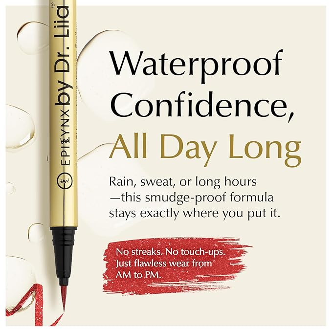 EPILYNX Waterproof Eyeliner - Smudge-Proof Liquid Eyeliner Pen with Precision Tip for Smooth, Long-Lasting Application - Vegan, Hypoallergenic & Gluten-Free Eye Liner - 2mL Shimmer Summer Red
