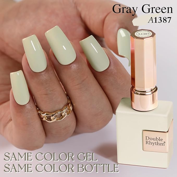 Double Rhythm 15ML Gel Polish Pure Sheer Same Color Same Bottle Soak Off Gel Polish Art Manicure Salon DIY at Home for Women (Light Gray-A1387)