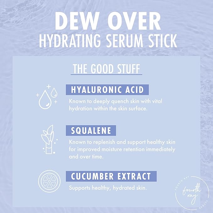 ColourPop Hyaluronic Acid Face Serum Stick - Hydrating Serum for Glowy Summer Makeup Prep with Squalane for Improved Moisture Retention & Cucumber Extract to Help Reduce Puffiness - Dew Over (0.25 oz)