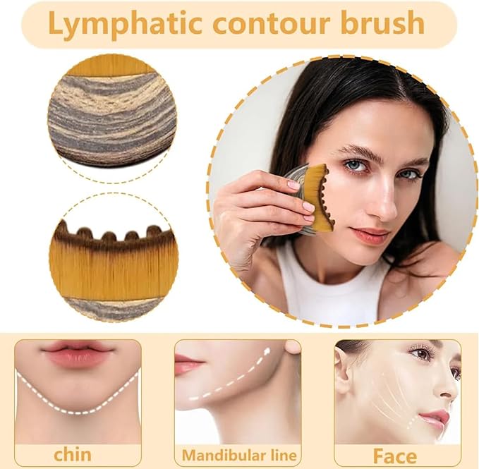 1PCS Lymphatic Contour Face Brush, Designed for The Face Gentle Enough for Daily Use, Lymphatic Contour Brush, Chin & Jawline Sculpting