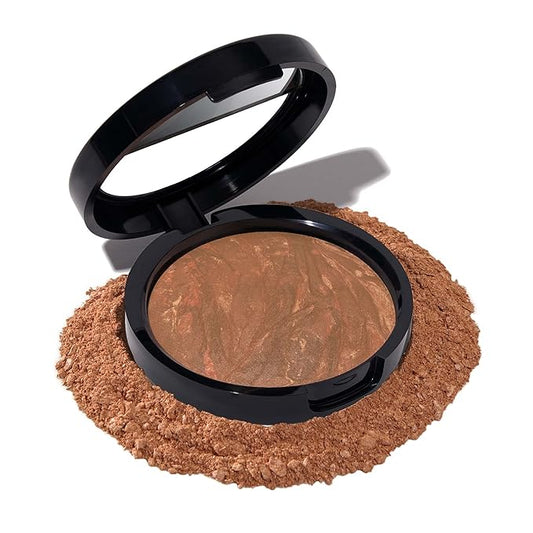 LAURA GELLER NEW YORK Award-Winning Baked Balance-n-Brighten Color Correcting Powder Foundation - Toffee - Buildable Light to Medium Coverage - Demi-Matte Natural Finish