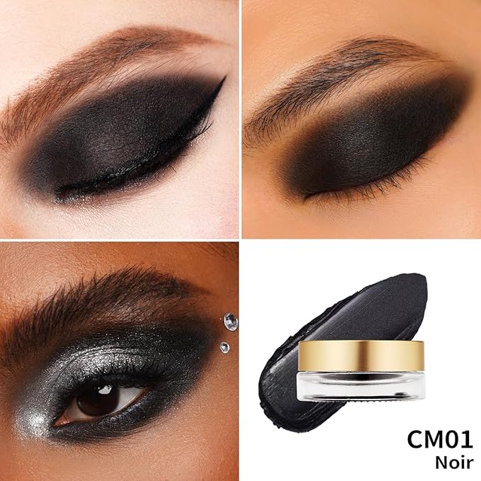 Oulac Matte Eyeshadow - Black Matte Finish Blendable Smokey Eye, Waterproof & Longwear Up to 12H Intense Color for Halloween Makeup, Goth Makeup