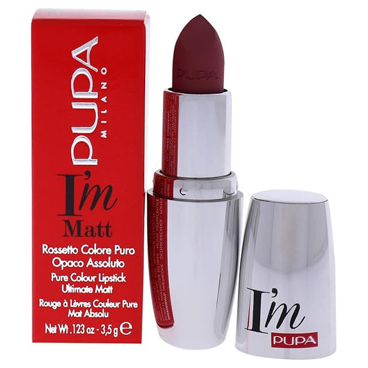 PUPA Milano I Am Matt Pure Colour Lipstick - Dresses Lips In Full, Deep Color - Matte, Velvety And Extremely Sensory Feel - Glides On Without Weighing Lips Down - 031 Magenta Rose - 0.123 OZ