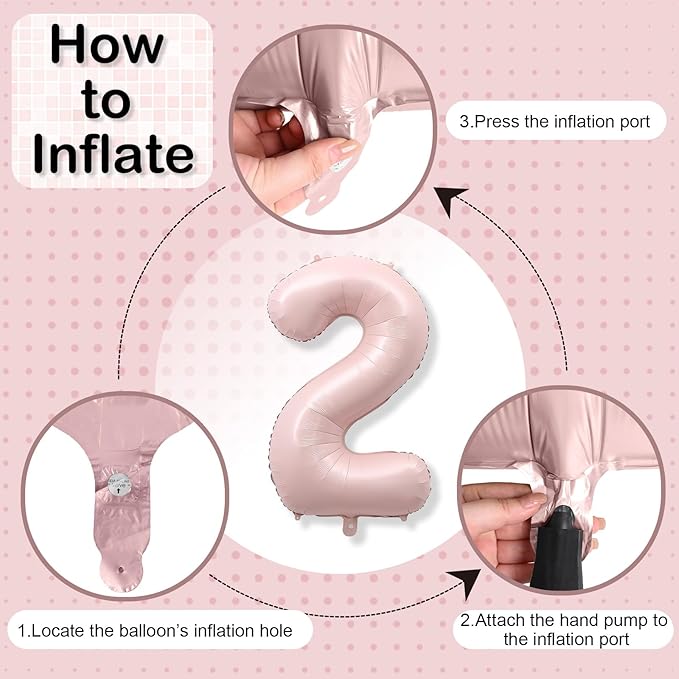 40 Inch 2 Balloon Number, Large Dusty Baby Pink Foil Number 2 Balloons Birthday Party Decor, Light Blush Matte Pink Mylar Helium Self Inflating Two Balloon for Girl 2nd Birthday Baby Shower Decoration