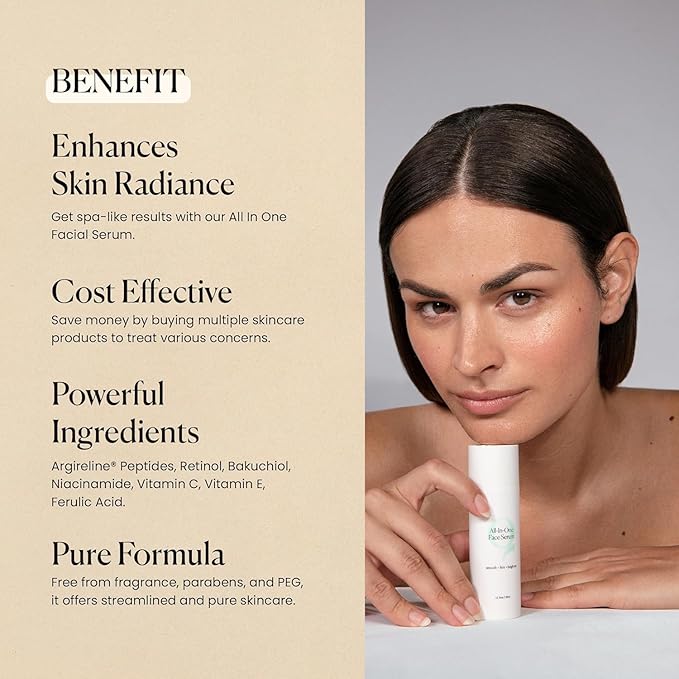 Qure All In One Hyaluronic Acid Serum for Face, Facial Serum With Niacinamides, Retinol, Lactic & Mandelic Acid, Bakuchiol, Peptides & Vitamin C Formulated For Fine Lines & Wrinkles - 6 Month Supply