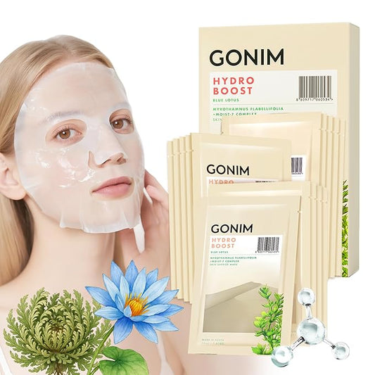 GONIM Face Mask Korean Skin Care with Hyaluronic Acid & Collagen Activation- Face Masks Skincare Hydration, Anti Aging & Moisturizing Sheet Mask, Travel Essentials, Korean Face Mask 30ml x15 Sheets