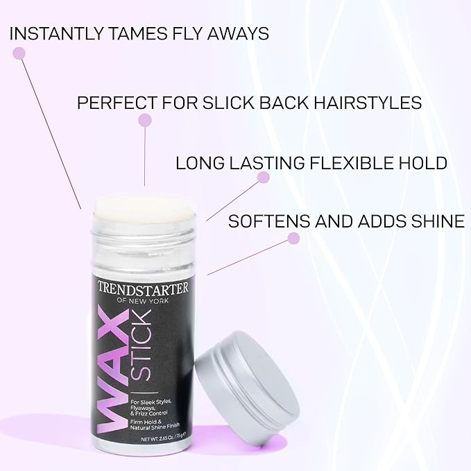 TRENDSTARTER - HAIR WAX STICK (75g) (Pack of 3) - Frizz Control - Flyaway Control - Firm Hold & Natural Shine Finish - Avocado Extract Infused - All-Day Hair Control