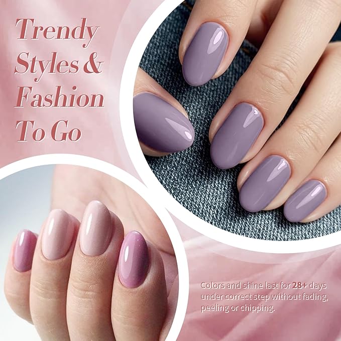 Born Pretty 6 Colors Fall Nail Polish Set - Brown Khaki Burgundy Red Neutral Nude Pink Light Purple Fall Winter Quick Dry Nail Lacquer,Nails Art DIY Home Salon Gift for Women