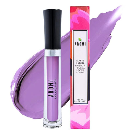 Aromi Pastel Purple Matte Liquid Lipstick | Long-Lasting Lip Color, Vegan Makeup, Cruelty-free Beauty, Handmade (Lavender Fields)