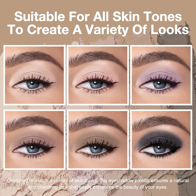 6 Colors Mini Dark Nude Brown Eye Shadow Palette Makeup for Older Women, Neutral Matte Shimmer Eyeshadow Palette Highly Pigmented Waterproof, paleta de sombras de ojos, Vegan & Cruelty-free, 06