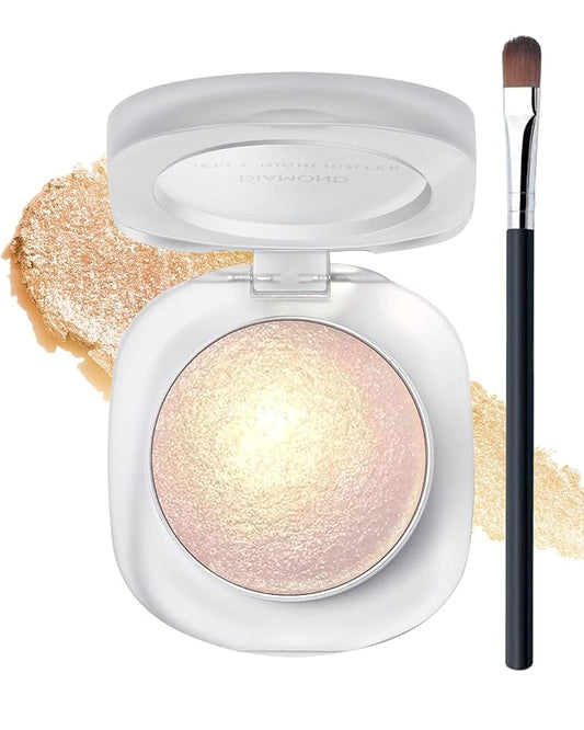 Glitter Holographic Eyeshadow Palette Multichrome Gold Sliver Chameleon Face Highlighter, Sparkling Cream Color Shifting Single Eye Shadow Long Lasting Shimmer Inner Corner Eye Brightener Makeup-03