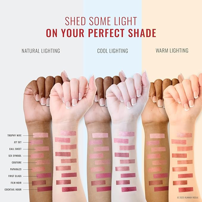 Runway Rogue Silk Glam Liquid Lipstick, Long Wear Frosted Pale-Pink Lipstick, ‘Trophy Wife’