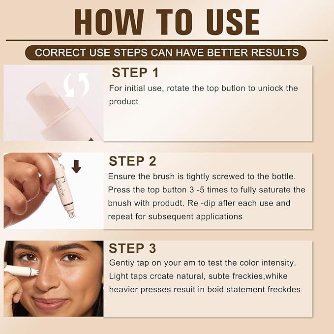 Freckle Stamp,Faux Freckle Stamp-Natural-Looking, 5-Point Freckle Stamp,Waterproof Freckle Makeup,Waterproof & Long-Lasting & Quick Dry,for Natural Sunkissed Makeup (2# MEDIUM)