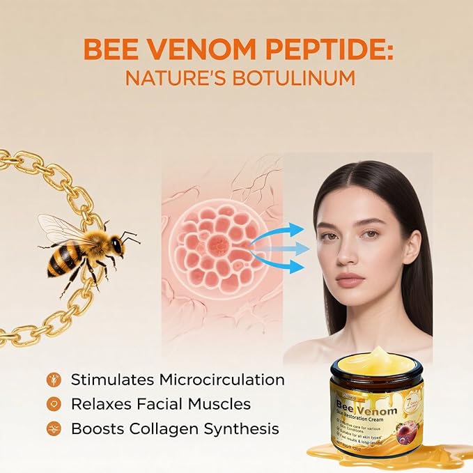 Bee Venom Skin Restoration Cream, 2025 Upgrade Bee Venom Skin Treatment Cream, Natural bee venom Comprehensive cream for Repair & Renewal, All in One Nourishing Serum for All Skin Types