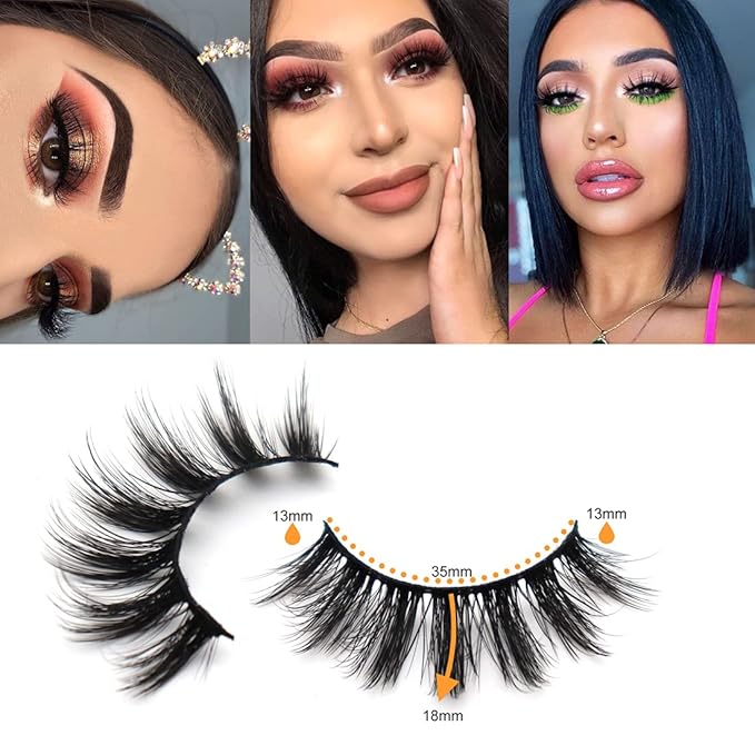 Veleasha Lashes Spiky False Eyelashes 100% Handmade Eyelashes Fluffy Fake Lashes Volume Fake Eyelashes Dramatic Look 5 Pairs Pack (3D07)