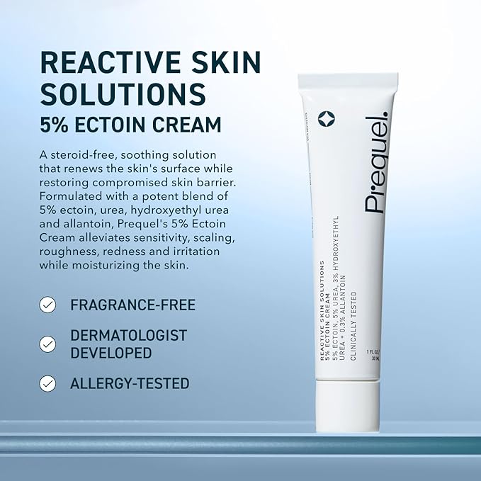 Prequel Reactive Skin Solutions - Soothing, Hydrating Face Moisturizer for Sensitive Skin. Barrier Support Cream with 5% Ectoin, Urea, and Allantoin for Extreme Dryness, Calming and Renewal