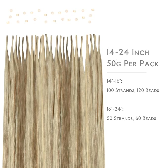 WENNALIFE I Tip Hair Extensions Human Hair, 50g 100s 14 Inch Ash Brown Highlighted Golden Blonde Remy Itip Human Hair Extensions Invisible Itips Straight I Tips Fusion Extensions Real Human Hair