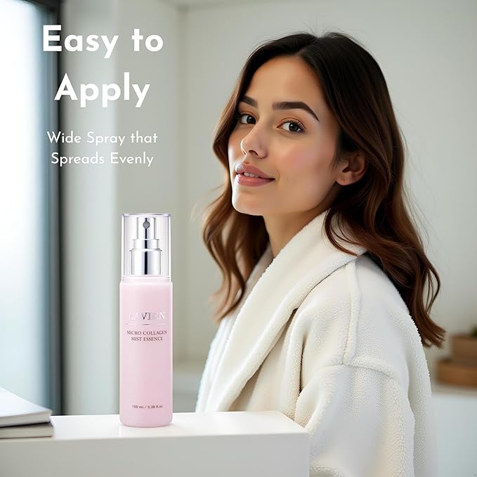 Lavien Micro Collagen Mist Essence - Hydrating Facial Spray, Redness and Smooth Skin - Suitable All Skin Types - 3.38 Fl Oz Bottle