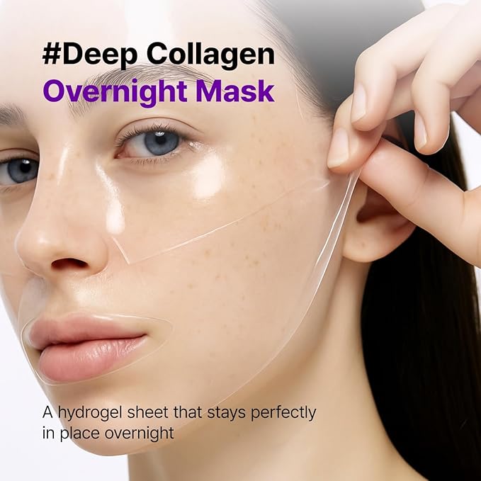 Super Glow Deep Collagen Hydrogel Mask 1.48 oz × 4 Sheets, 5,000,000ppb Hydrolyzed Collagen, Elasticity, Wrinkle Care & Radiance, Overnight K-Beauty Mask (4 Count (Pack of 1))