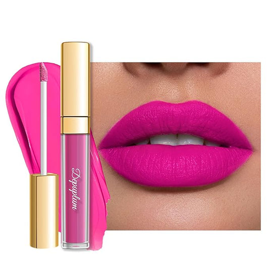 Hot Pink Lipstick Matte for Women, Color Stay Long Lasting Lipstick Smudgeproof Liquid Lipsticks, Cruelty Free Lip Color (DM06 Dream pink)