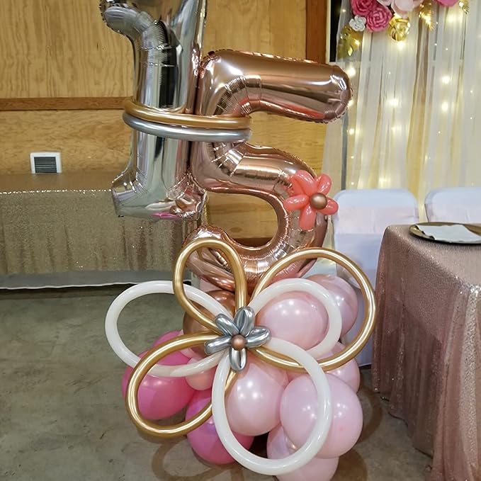 40" Rose Gold Number 0 Balloon for Girls, Large Self Inflating Helium Foil Number Balloons Set 0-9 for Women 20th 30th 40th Birthday Anniversary Wedding New Year Baby Shower Party Decorations Supplies