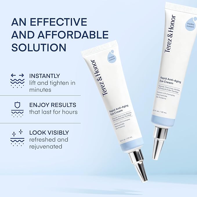 TEREZ & HONOR Anti-Aging Rapid Reduction Under-Eye Cream, Visibly and Instantly Reduces Wrinkles, Dark Circles and Eye Bags in 120 Seconds, Hydrates & Lifts Skin Rapid
