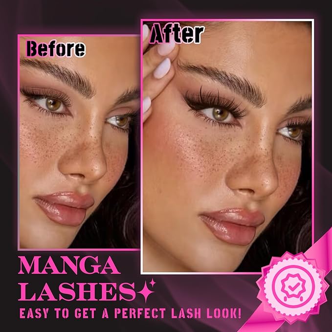 Veleasha Manga Lashes Spiky Eyelashes Fluffy Wispy & Long Lash Cat Eye Eyelash Anime False Eyelash 8D Effect Strip Lashes lash Extension Look Volume Fake Eyelashes 14 Pairs Pack (Angel)