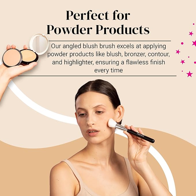 KESHIMA Angled Blush Brush & Bronzer – Premium Contour Brush for Blush, Bronzer & Powder Makeup Application - Vegan, Cruelty-Free