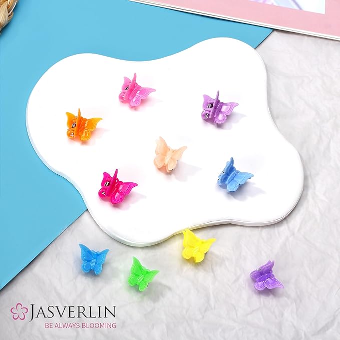50 Pcs Butterfly Clips for Hair, Cute 90s Y2K Butterflies Mini Hair Claws Clips for Girls Hair Accessories Small, Colorful Pastel 10 Colors, 5 of each color (Vivid Spectrum)