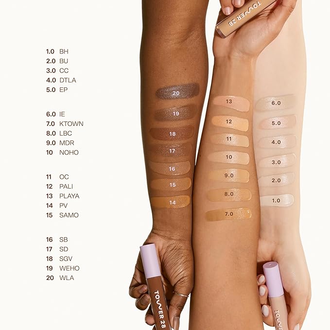 Tower 28 Beauty Swipe Serum Concealer - Hydrating Buildable Medium-Coverage Concealer with Skincare Benefits for Sensitive Skin - Shade 17 SD, Deep with Warm Undertones, 0.22 Fl Oz