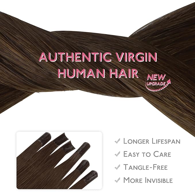 WENNALIFE U Tip Human Hair Extensions - 50g 50s 20 Inch Chocolate Brown Remy Hair - Invisible Straight Keratin K Tip Real Human Hair