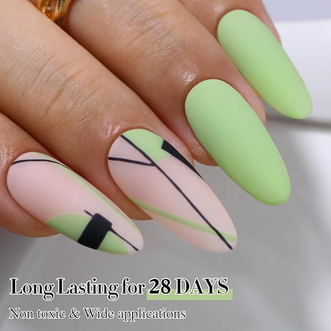 Double Rhythm 15ML Gel Nail Polish Pure Sheer Same Color Same Bottle Soak Off Gel Polish Art Manicure Salon DIY at Home for Women (Green-A1409)