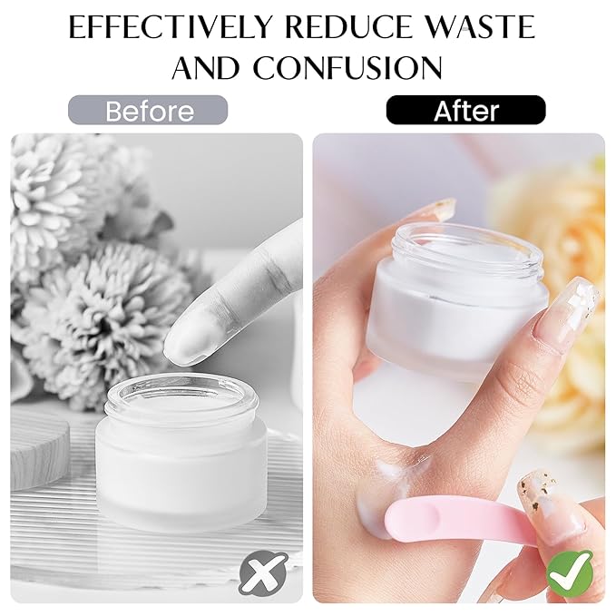 TUZAZO 200pcs Mini Spatula for Cosmetics, Bulk Disposable Makeup Spatulas Mini Plastic Makeup Scoop Spatulas for Cosmetic Mixing and Sampling (Pink with Storage Box)