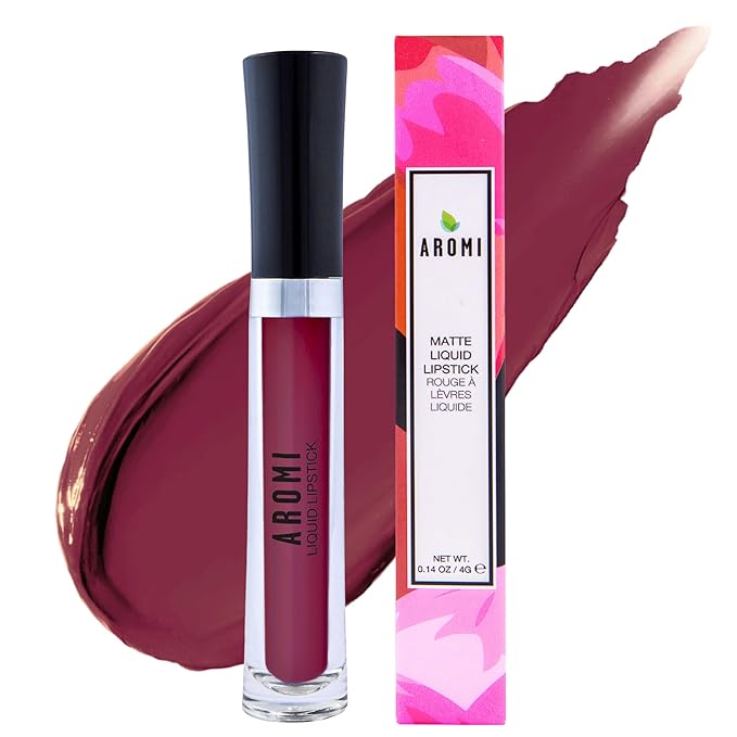 Aromi Maroon Burgundy Liquid Lipstick | Long-Lasting, Dark Red Lip Color for Women, Vegan, Bordeaux Wine Shade, Waterproof (Red Dahlia)