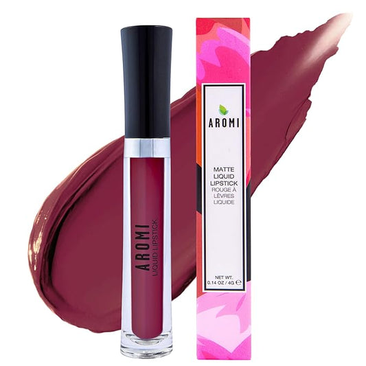 Aromi Maroon Burgundy Liquid Lipstick | Long-Lasting, Dark Red Lip Color for Women, Vegan, Bordeaux Wine Shade, Waterproof (Red Dahlia)