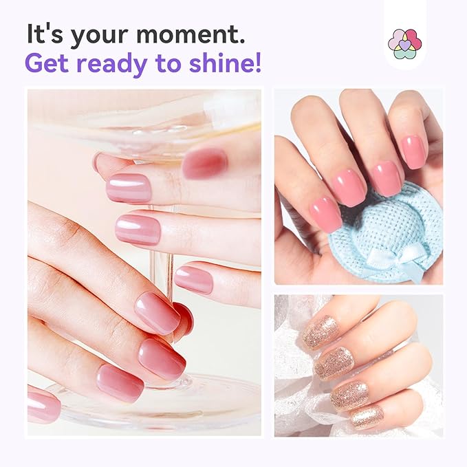 SAVILAND Color Artistry Nail Polish Set: 6Pcs Neutral Nude Pink Glitter Quick Dry Nail Polish Fall Winter Mini 12-Free Fingernail Polish Vegan Nail Toes Lacquer DIY Manicure Women Gift Home Use