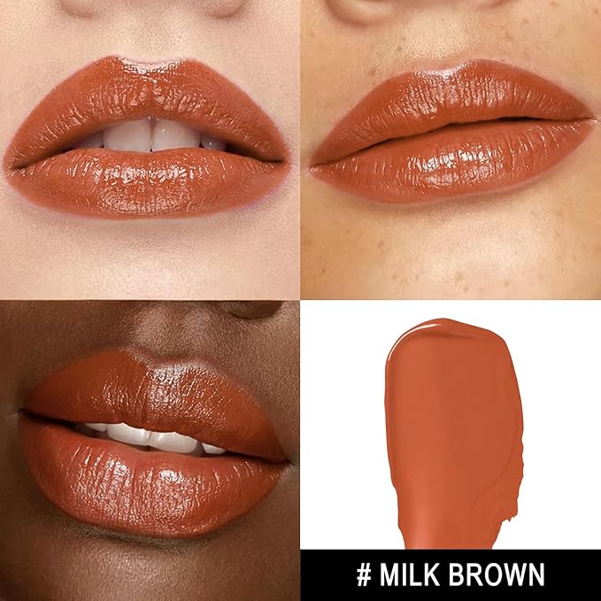 MAKI YIKA Moisture Light Brown Lipstick for Women Hydrate Lip Gloss for Dry Cracked Lips Weightless Glossy Lip Color Juicy Finish,MA050 Milk Brown