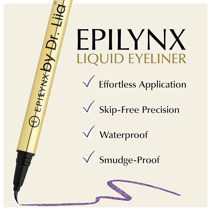 EPILYNX Waterproof Eyeliner - Smudge-Proof Liquid Eyeliner Pen with Precision Tip for Smooth, Long-Lasting Application - Vegan, Hypoallergenic & Gluten-Free Eye Liner - 2mL Shimmer Royal Purple