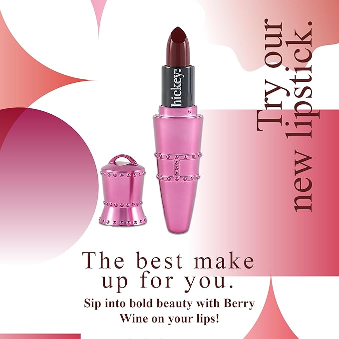 Hickey Lipstick Big Trouble Berry Wine Lipstick Refillable - Hydrating & Moisturizing Shade, Lip Color for Women, Berry Lipstick Long Lasting, Gluten-Free & Vegan with Highly Pigmented