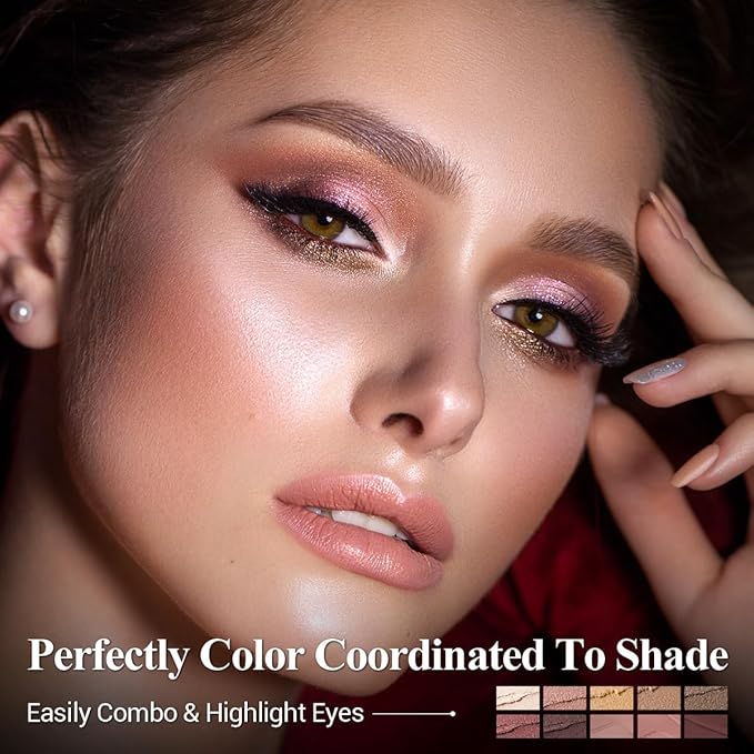 10PCS Eyeshadow Stick,Shimmer And Matte Brown Metallic Cream Eyeshadow Pencil Crayon with Smudge-proof & Waterproof,Eye Brightener Stick, Ideal Gift for Women - Espresso