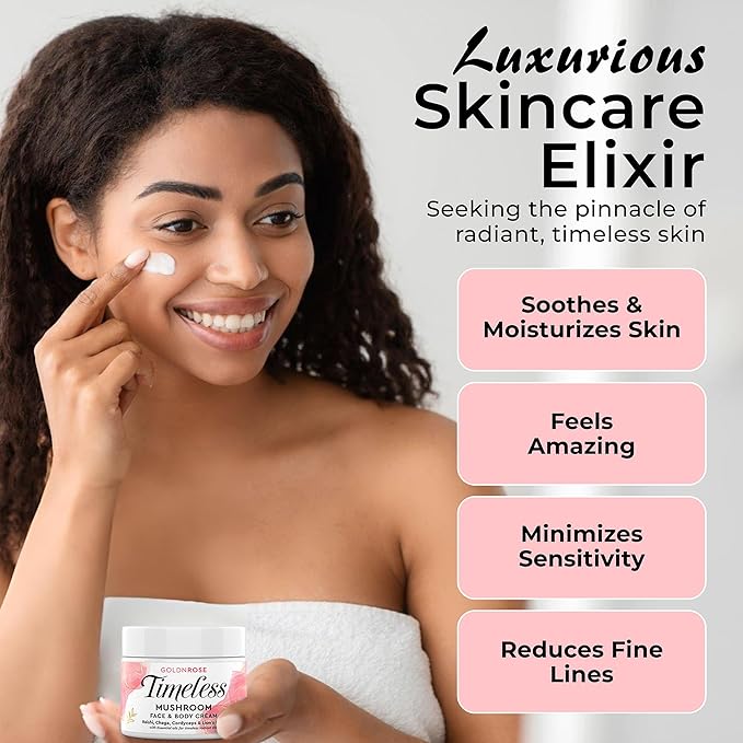 Zenrenu Anti Aging Moisturzer Face & Body Cream for Women - Reishi, Chaga, Cordyceps, Lion’s Mane Botanical Extracts & 8 Essential Oils for Silky Timeless Radiant Skin Tighening & Repair 3.4 oz