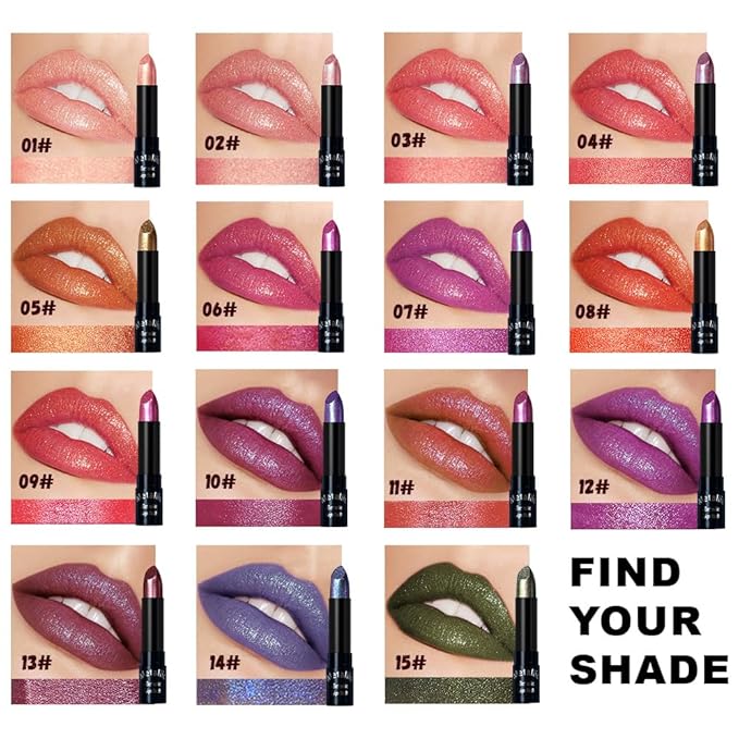 3Pcs Metallic Lipstick for Women,Lightweight Non-Drying Shimmer Frosted Lipsticks Kit Set,Glitter Lip Gloss Stain Long Lasting Waterproof No Smudge Proof No Transfer 12 Hour,Cruelty-Free Makeup (B)