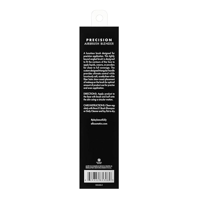 e.l.f. Precision Airbrush Blender, Angled Makeup Brush For Applying Liquids, Creams Or Powders, Creates Sheer Or Full Coverage, Vegan & Cruelty-Free