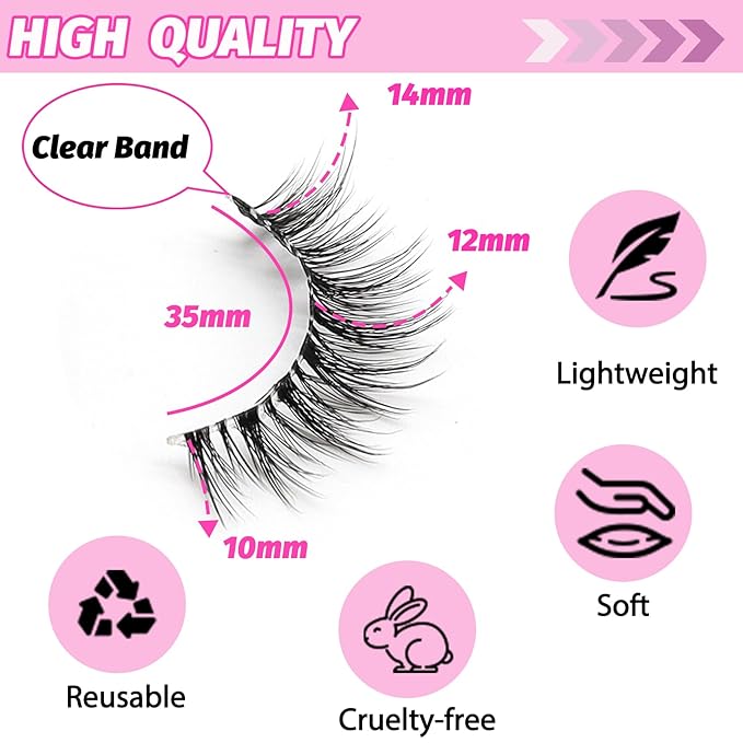 Veleasha Lashes Wispy False Eyelashes 100% Handmade Eyelashes Natural Look Fake Lashes Lightweight Lashes with Soft Clear Band 5 Pairs Pack (G2)