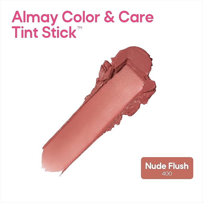 Almay Lip and Cheek Tint, Color & Care Tint Stick, Multi-Use Moisturizing Blush and Lip Color, Dewy Finish, 400 Nude Flush, 0.25 oz