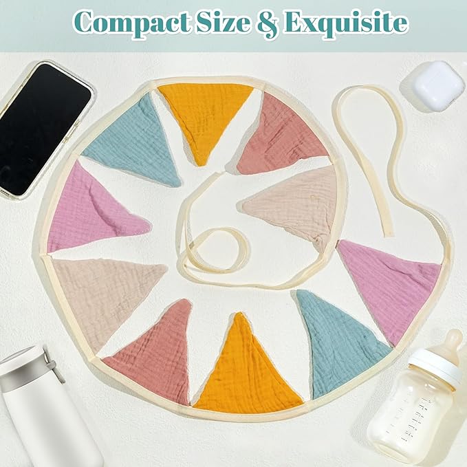 2PCS Pennant Banner Flags, Fabric Bunting Banner Nursery Garland Decor, Baby Shower Garland, Triangle Flags for Baby Boy Room, Playroom, Boho Birthday Party Decor, Each 7.75 ft (Vintage Color)