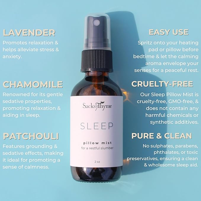 Sleep Pillow Spray for Relaxation - Natural Lavender Chamomile Aromatherapy Mist, Plant-Based Calming Linen & Bedroom Spray, Made in USA (2 oz)
