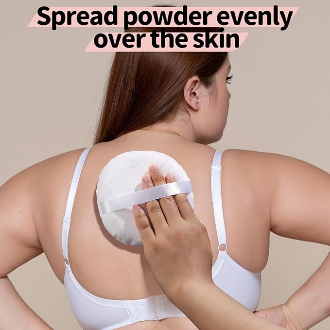 Teenitor 2Pcs 5Inch Body Powder Puff, Powder Puff for Body Powder, Extra Large Powder Puff Soft Velour Puff White