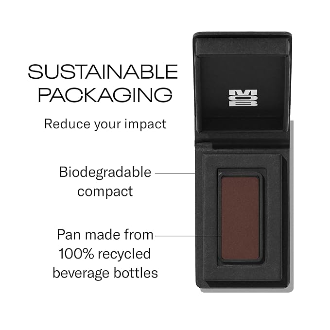 MOB Beauty Eyeshadow M28 Matte Rich Brown Plum – Deep Cool Smoky Shade for Liner, Crease or Outer Corner, Talc-Free Vegan Cruelty-Free Skincare Infused Long Wear Sustainable Refillable Compact