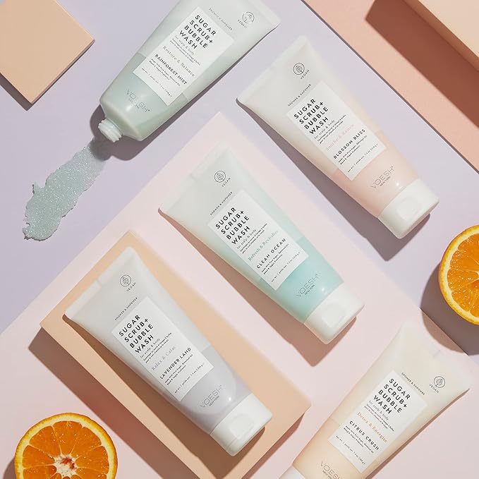 VOESH Sugar Scrub + Bubble Wash, Exfoliating Body Scrub & Body Wash, Body Scrub, Scalp Scrub, Scalp Care, Shower Sugar Scrub, Vegan Body Care